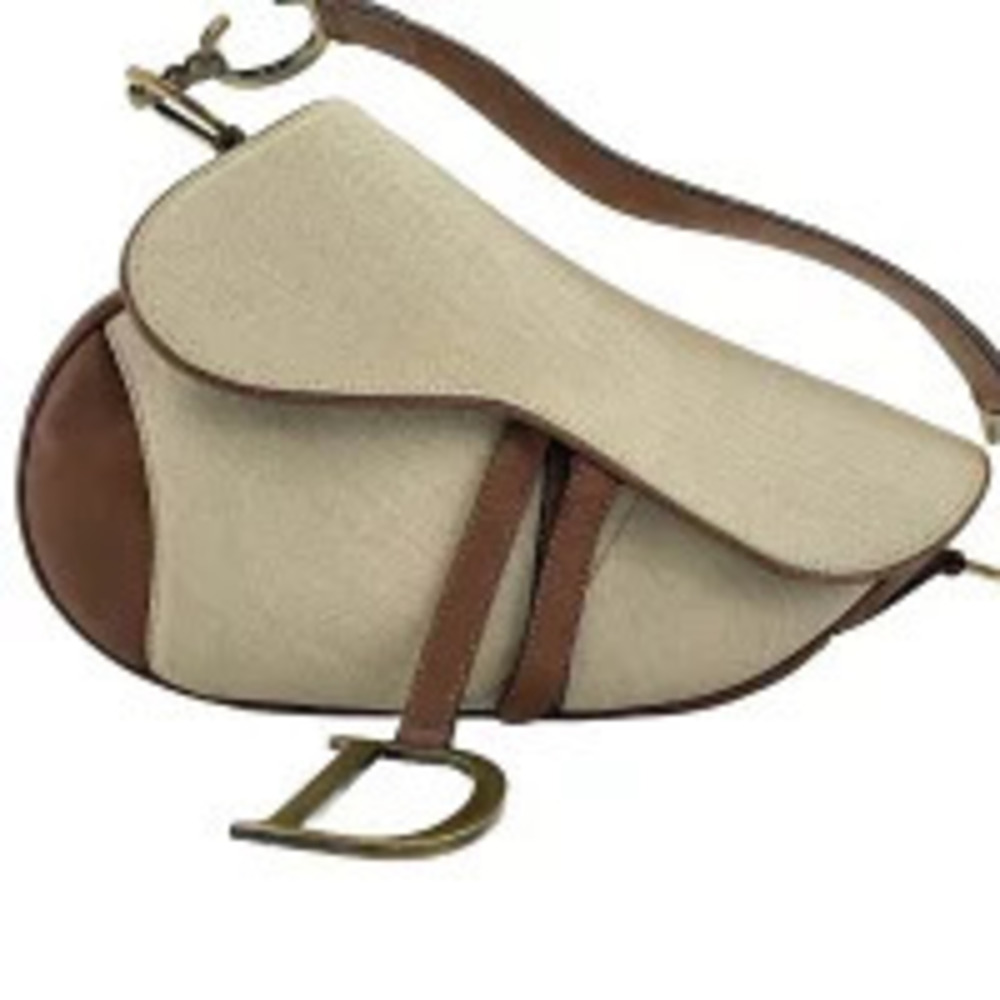 Christian Dior Canvas Saddle Handbag Brown